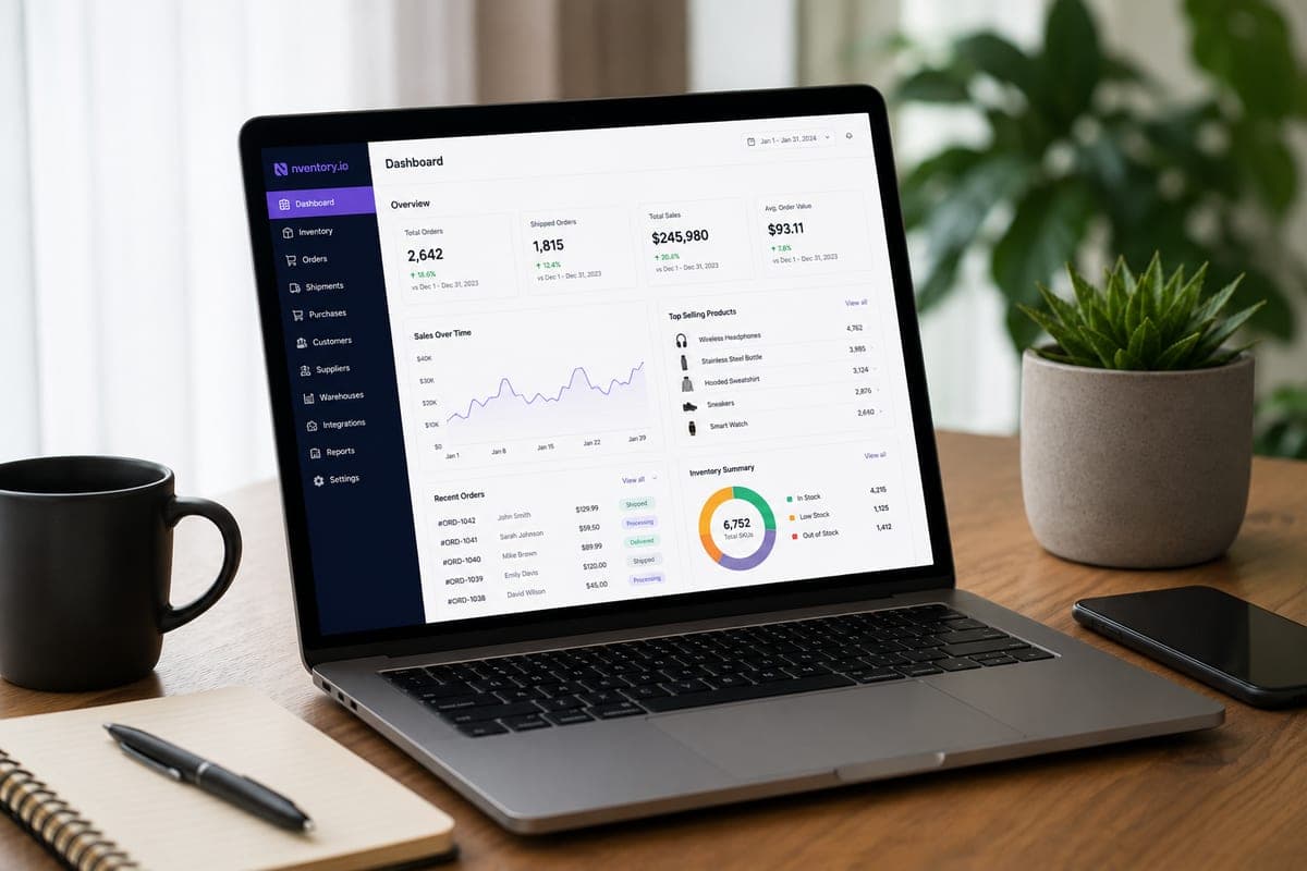 Best inventory management system comparison dashboard showing top platforms for ecommerce retail and manufacturing in 2026