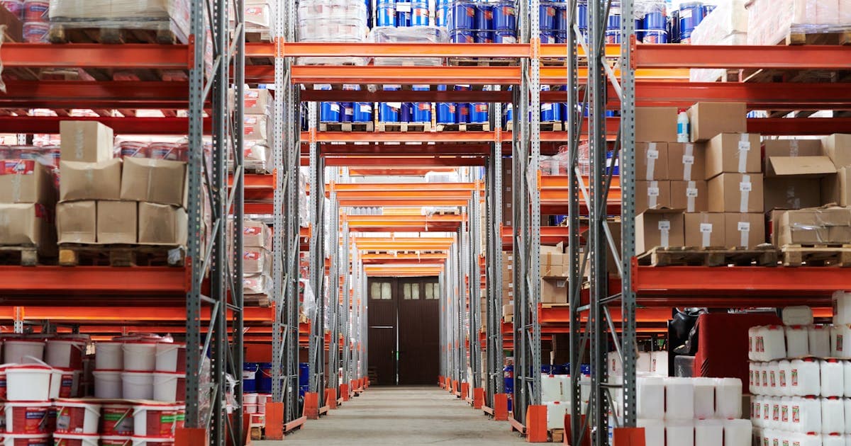 Before and after warehouse layout showing simplified inventory after SKU rationalization